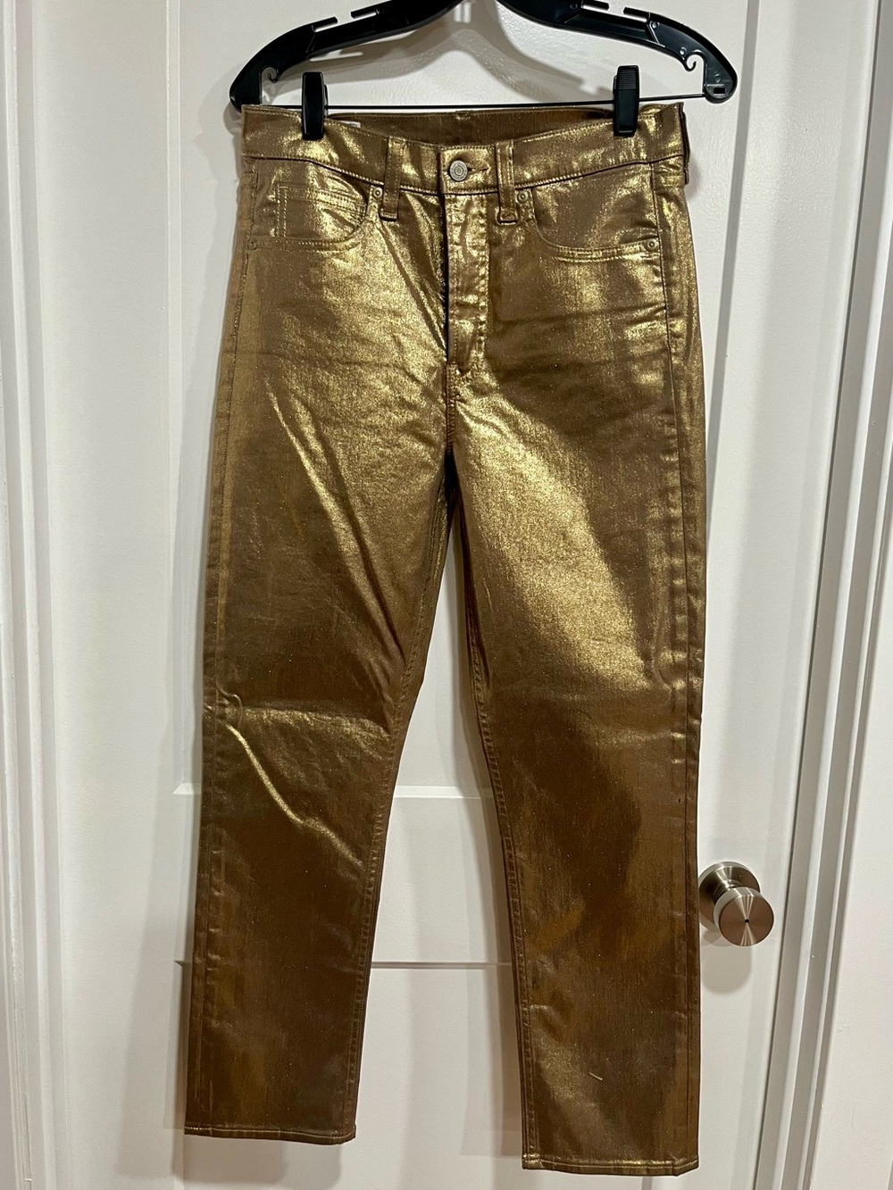 GAP Vintage Slim High Rise Metallic Gold Jeans